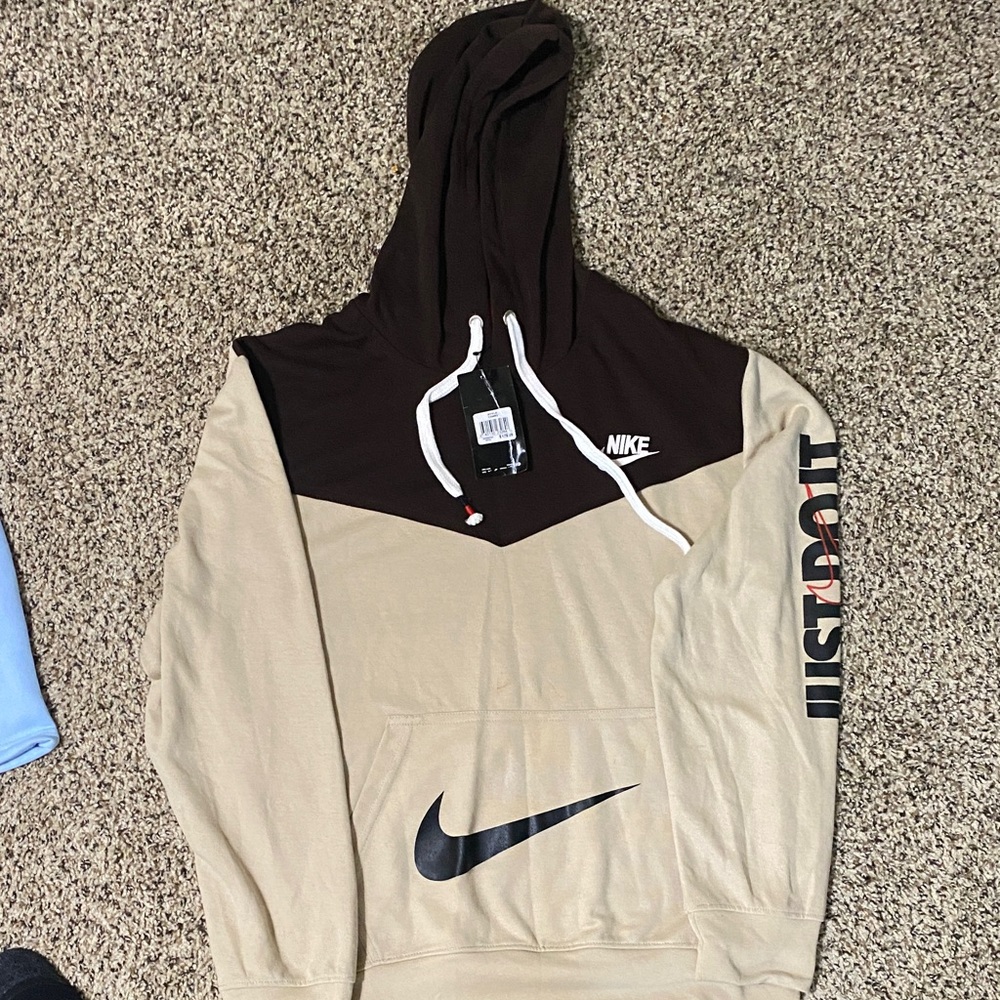 Nike Men's Black and Tan Hoodie
